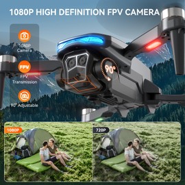 Skyvoyant Drone with Camera - Foldable Brushless Motor Drone for Kids and Adults, 1080P HD RC quadcopter. Waypoint Fly, Altitude Hold, One Key Take Off/Landing, Gesture Selfie, 3D Flip, Long Flight Time