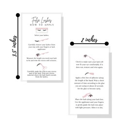 How To Apply False Lashes Card | Physical Printed 2" x 3.5" inches Business Card Size | Eyelash Extension Supplies | White Card Design