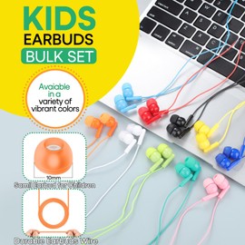 50 Pack Bulk Kids Earbuds for School Classroom,Wholesale Wired Students in Ear Headhones with 3.5 mm Jack for Children Toddler Teens Boys Girls(HTC003,Mixed Colors)