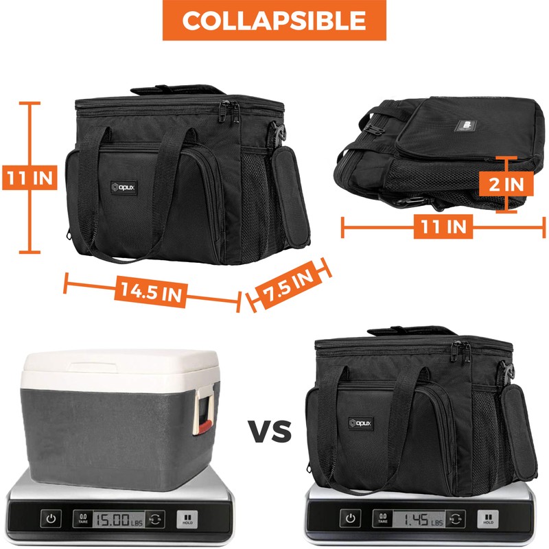 OPUX Soft Cooler Bag, Insulated Collapsible Lunch Cooler Tote for