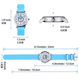 KZKR Children's Watch Boys Watch Nylon Quartz Analogue Easy Read Learning Watch Sporty Blue Boys Watch Gift Watch, lightblue, Strap.