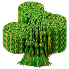 TFTAFAN 48 pcs Graduation Honor Cords Bulk 68" Grad Braided Honor Cord with Tassel for Commencement, Academic Achievements, School Ceremonies and Student Organizations (Green and Gold)