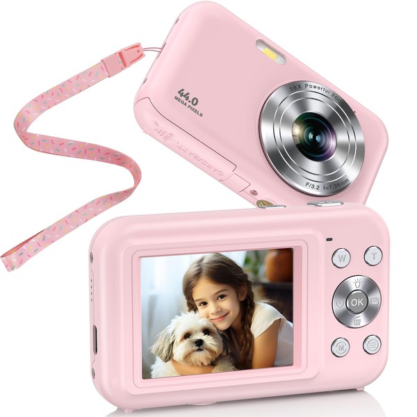 Digital Camera,Compact Cameras Digital FHD 1080P 44MP Mini Vintage Vlogging Camera Digital with 2.4" LCD Rechargeable 16X Digital Zoom,Travel Digital Cameras for Students, Children, Beginners
