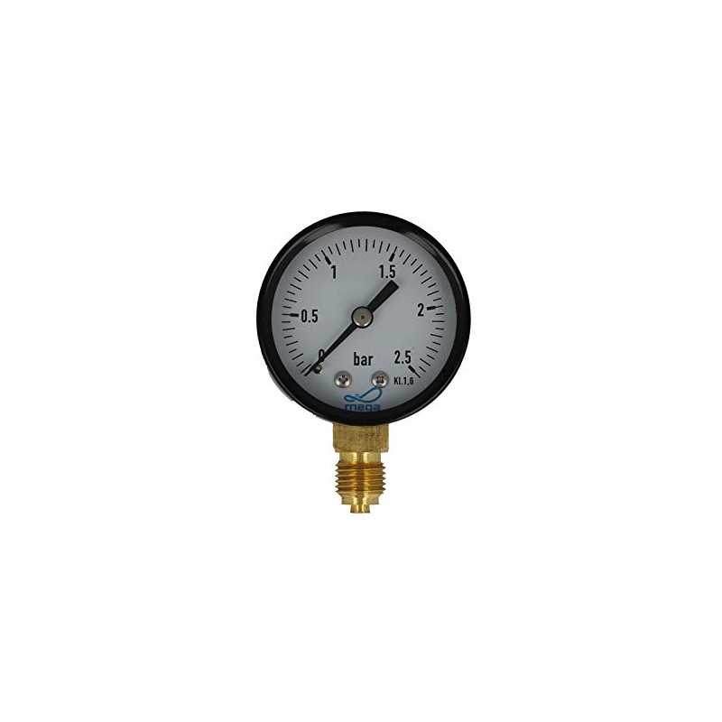 Mega Pressure Gauge 0-2.5 Bar - 1/4 Inch Connection to