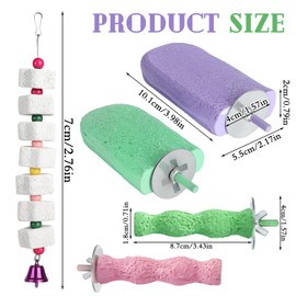 5 Pcs Bird Beak Grinding Stone and Bird Chewing Toy,Parrot Beak Grinding Calcium Stone with Bells,Cage Toys for Budgies,Parakeets,Cockatiels