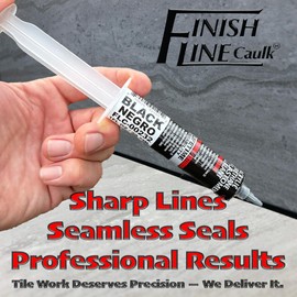 Finish Line Caulk – Acrylic Urethane Elastomeric Sealant – Pre-Filled Precision Caulk Gun – Black – 5-Pack – Flexible & Durable Sealant for Trim, Baseboards, and Small Cracks