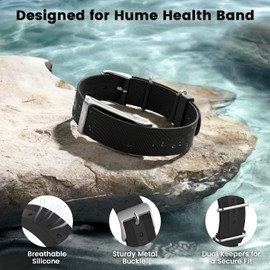 BlikWyt Silicone Band Compatible with Hume Band Replacement, Soft Adjustable Wristband for Secure Daily Wear (Black)