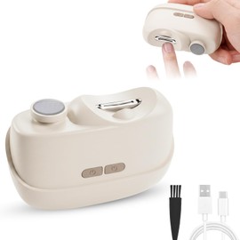 Electric Nail Clippers, 3 in 1 Automatic Nail Trimmer USB Rechargeable, LED Light and Low Noise for Adults and Seniors (Beige)