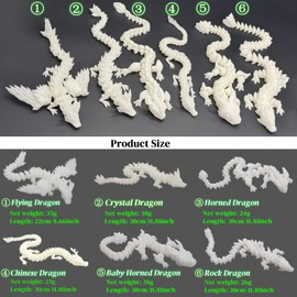 MAYICAL 6PCS 3D Printed Dragon Glow in The Dark - Rainbow Luminous Dragons, 3D Dragon Toys for Home Decor, Desktop Pet, Best Gifts for Kids & Adults, Fantasy Collectibles