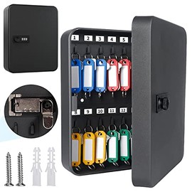VASA NAMA Clóset de Llaves de Pared, Gabinete de Llaves de Acero de 28 Llaves con Cerradura de Combinación Organizador de Llaves Montado en la Pared con Caja Digital de Código Reiniciable