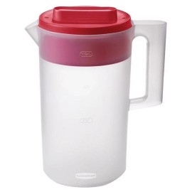 Rubbermaid, 1 Gallon, 2 Pack, Red, Plastic Simply Pour Pitcher with Multifunctio