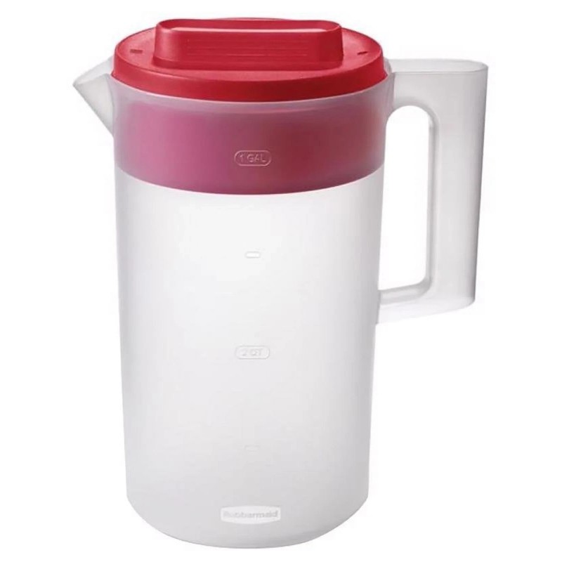 Rubbermaid, 1 Gallon, 2 Pack, Red, Plastic Simply Pour Pitcher