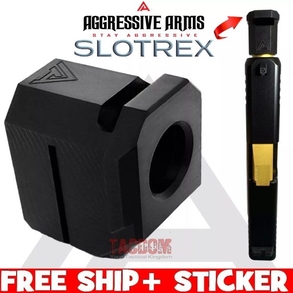 AGGRESSIVE ARMS SLOTREX BLACK COMP 1/2x28 TPI 20-30% LESS RECOIL