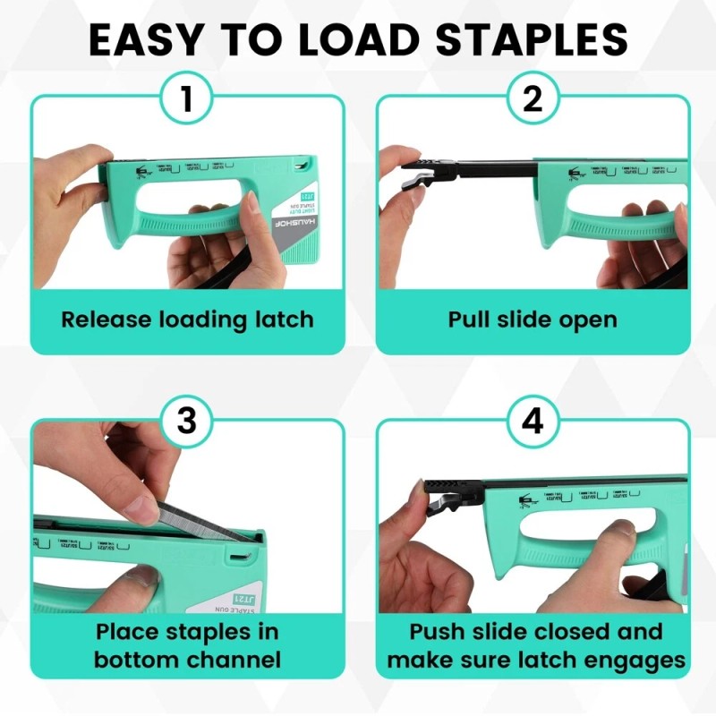 HAUSHOF Light Duty Staple Gun Upholstery Staple Gun w/Remover 800PC