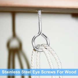 Aovchei 304 Stainless Steel Eye Screws - 9 Pcs 2.5" Heavy Duty Screw Hooks, Rust-Resistant Self Tapping for Wood, Cables & Artwork Hanging (Indoor/Outdoor)