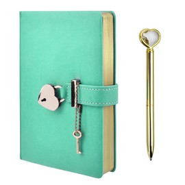 Diary with Lock and Key, Heart Shaped Lock Notebook with Lock, Secret Diary for Girls, Lockable Notebook, Girls Diary, Journal Secret Planner Notebook Gift for Women Girls - Green