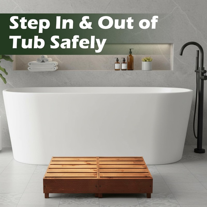 koretech Wooden Step Stool 6” Height, Bed Steps for High