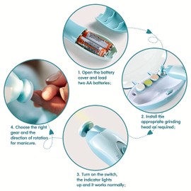 Drarif Baby Nail Trimmer Electric 10 in 1 Manicure Set with Four Extras, Safe Baby Nail File Kit, Portable, Quite with LED Light. Good for Babies or Grown-ups, Pink (Pack of 12)