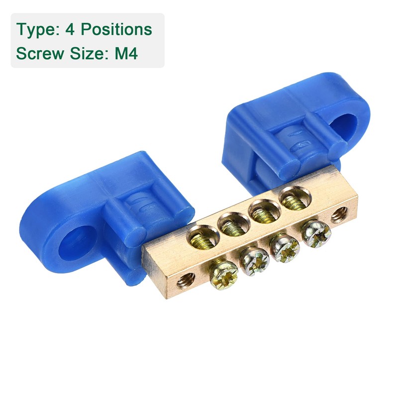 sourcing map Terminals Earth Rail Screw Block Barrier Brass 4