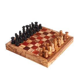 Folding Chess Board Olive Wood (Red)