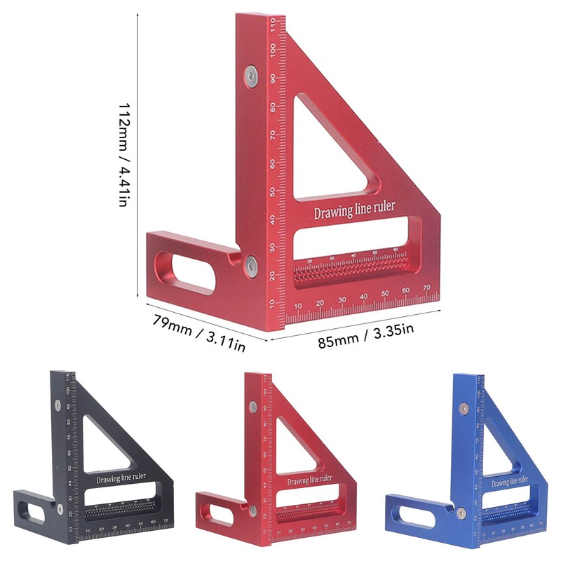 6Pcs 3D Multi Angle Measuring Ruler Aluminum Alloy 45 90