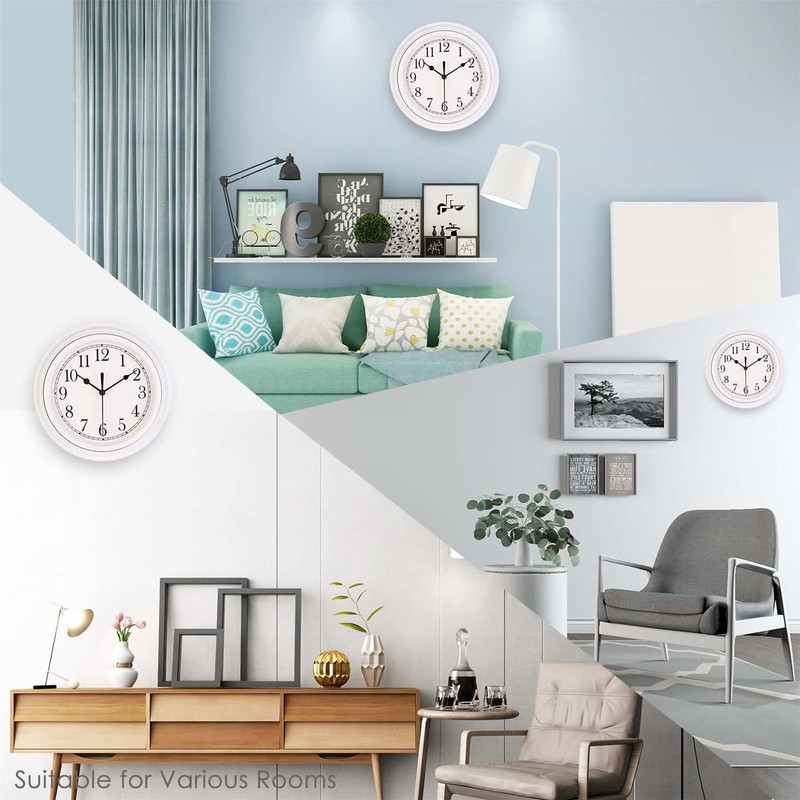 Topkey Silent Wall Clock Kitchen 9 Inch Retro Non-ticking Decorative