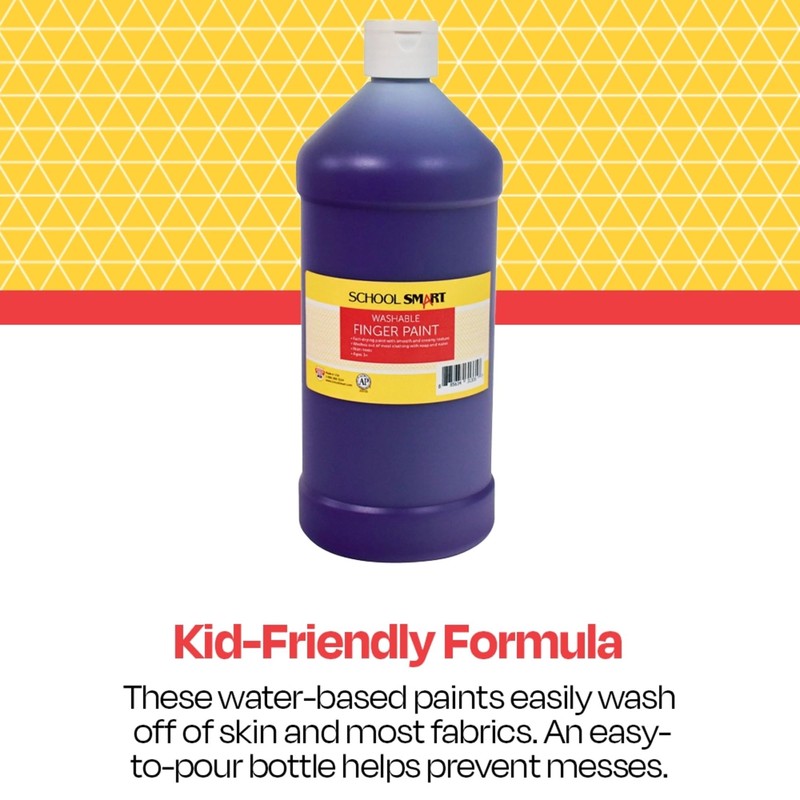 School Smart Washable Finger Paint, Purple, 1 Quart Bottle