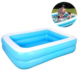 Metatze Family Inflatable Swimming Pool for Kids, Easy Setup Sturdy Leak-Proof Valve Thickened Rectangular Above Ground Lounge Pools for Adults Kiddle Baby Backyard Water Party - 181 x 141 x 46cm