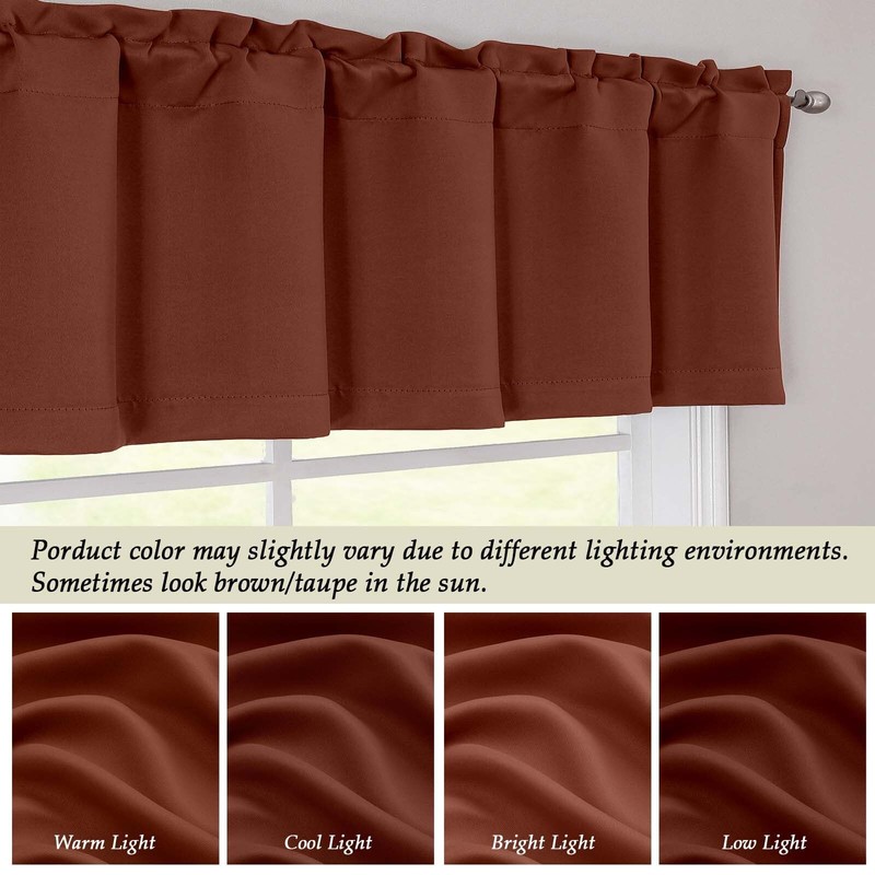 Simplebrand Terracotta Valance for Windows, Short Blackout Curtains for Kitchen/Small