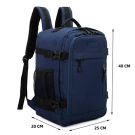 RAYKONG Ryanair Cabin Backpack 40x20x25cm (20L) | Waterproof Airplane Travel Backpack | Heavy Duty Carry-on | Hiking Backpack | School | Work, Navy Blue, 40x20x25, Cabin Luggage