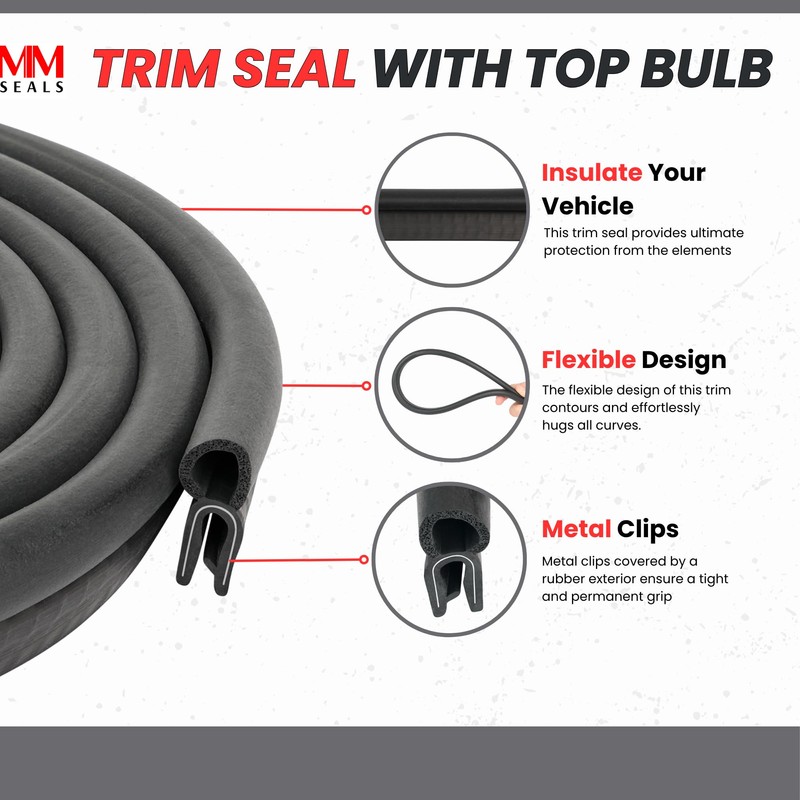 Trim Seal with Top Bulb – PVC Plastic Trim with