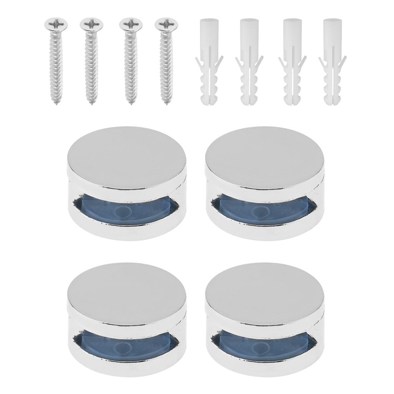 4 Pack Zinc Alloy Frameless Mirror Mounting Hardware Kit -