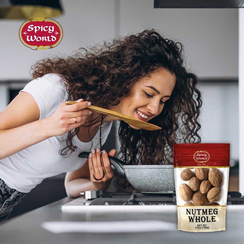 Spicy World Nutmeg Whole 3.5oz (100g) - Premium Grade from