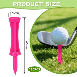 pupuluck 60mm Pink Golf Tees Plastic 120pcs Castle Tees Golf Durable Portable Pink Tees Golf Biodegradable Eco Friendly Sustainable Tees