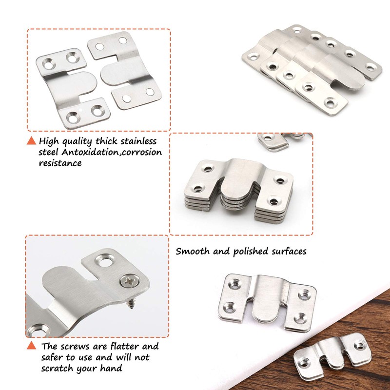 Flush Mount Brackets, Concealed Headboard Wall Fixings Brackets, Stainless Steel