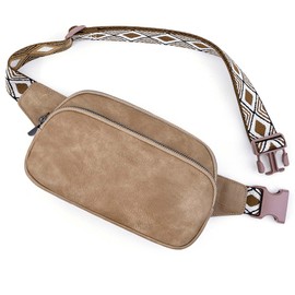 HKCLUF Belt Bag for Women, Vegan Leather, Small Belt Bag for Anywhere with Adjustable Strap, Unisex Mini Shoulder Bag, Belt Bag, B02-apricot, Fashion