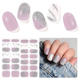 DUKASOU Semi Cured Gel Nail Strips, 28 pcs Creamy Rose Gel Nail Strips UV Need, Long Lasting Gel Nail Stickers Full Nail Wraps for Women Girls Kids DIY Birthday Wedding Guest Party Gift