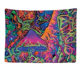 Ulticool – Bedroom Decorative Wall Tapestry - Neon Psychedelic - 200 x 150 cm Large – Fabric Wallpaper – Tapestry Aesthetic Wall - Panoramic Decoration