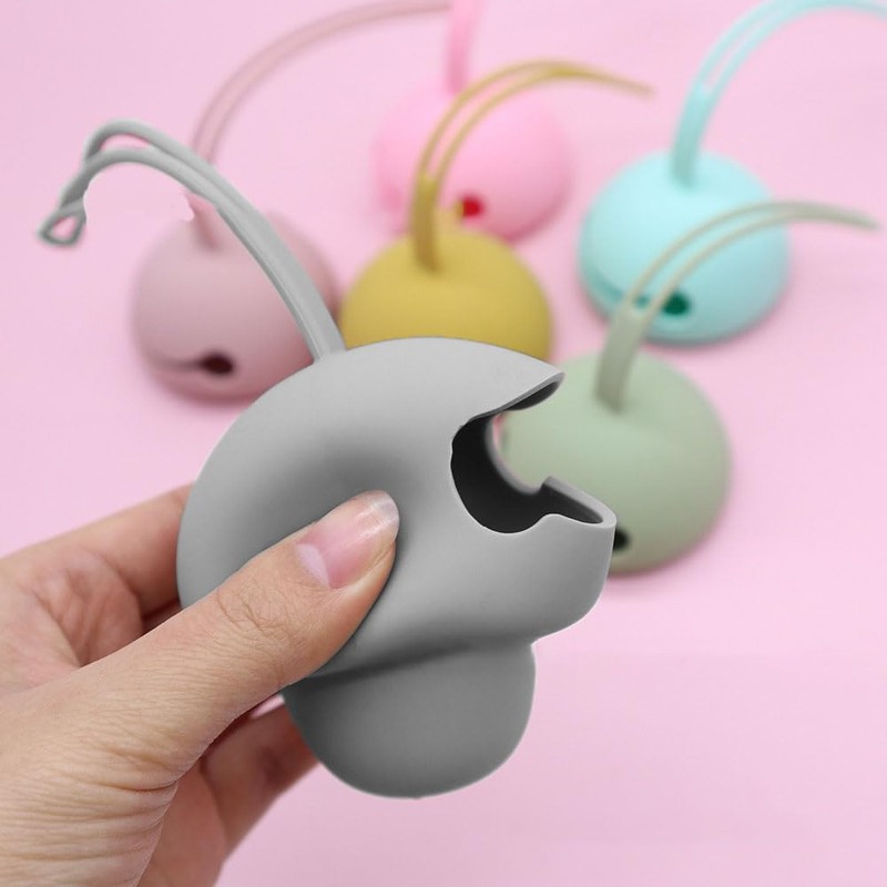 Pacifier Holder case,2pcs Silicone Portable Pacifier Pouch,BPA-Free(Grey+Rose Pink)