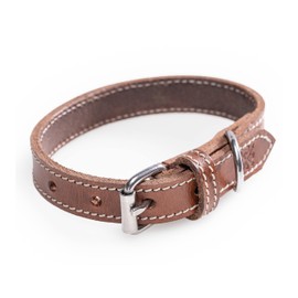 Leather Dog Collar - Robust & Elegant Leather Collar - Dog Collar for Small and Large Dogs Tom Brown (XL (48-58 cm)