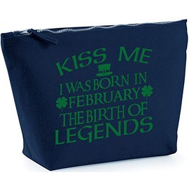 Hippowarehouse Kiss me I was born in February the birth of legends printed make up cosmetic wash bag 18x19x9cm