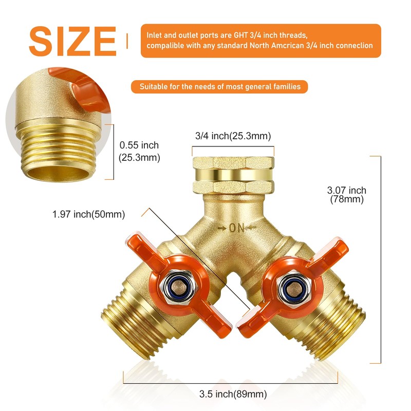 IPOW Upgrade Full Flow Garden Hose Splitter with Stainless Steel