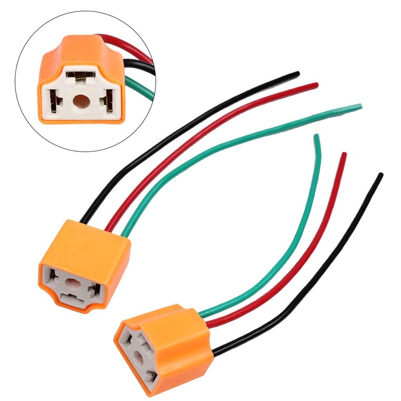 HUIQIAODS H4 Female Ceramic Headlight Extension Connector Plug Bulb Wire