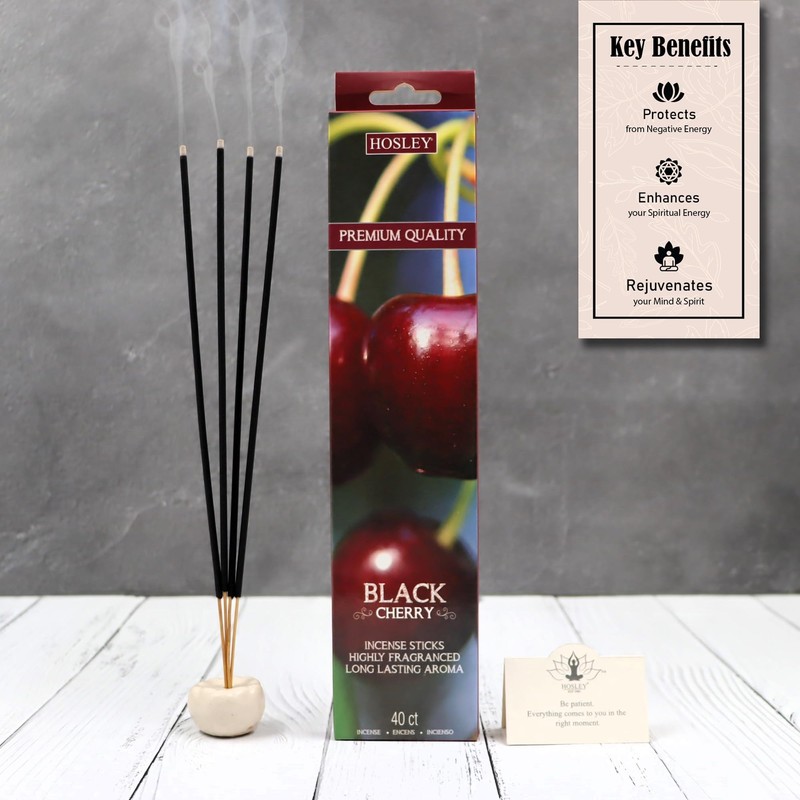 Hosley Black Cherry Fragrance Incense Sticks Essential Oils Infusion for