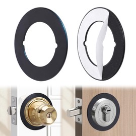 Vizava 1 Pcs Upgraded Door Knob Plates with Double-Sided Tape –Thick Stainless Steel Scar Plates for Deadbolts & Knobs, Durable Lock Hole Covers for Fixing Loose Knobs and Damaged Areas(Matte Black)