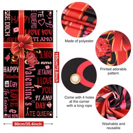 Happy Valentine's Day Door Cover Banner,Valentines Day Decorations Red Black Gift Box Black Red Backdrop Hanging Banner for Home Door Valentine's Day Party Outdoor Indoor Decor