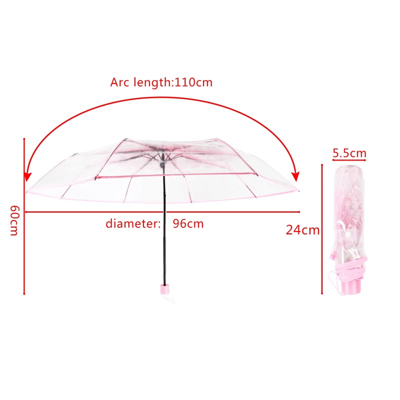 Milya Pocket Umbrella Transparent Ultra Light Manual Umbrella Transparent Cherry