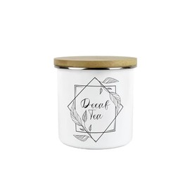 Purely Home Floral Border Decaf Tea Storage Canister - Minimalist Kitchen Decor Gift - Metal/Enamel Hot Drinks Storage Container