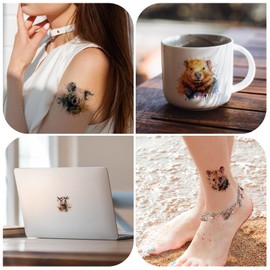 16 Sheets Watercolor Safari Animals Temporary Tattoos for Kids Boys Girls Birthday Party Supplies Decorations Favor (animal head 3)