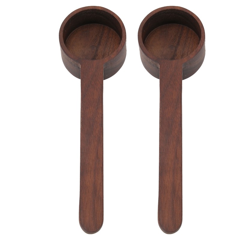 2Pcs Walnut Coffee Bean Measuring Spoon Food Grade Salt Spoon